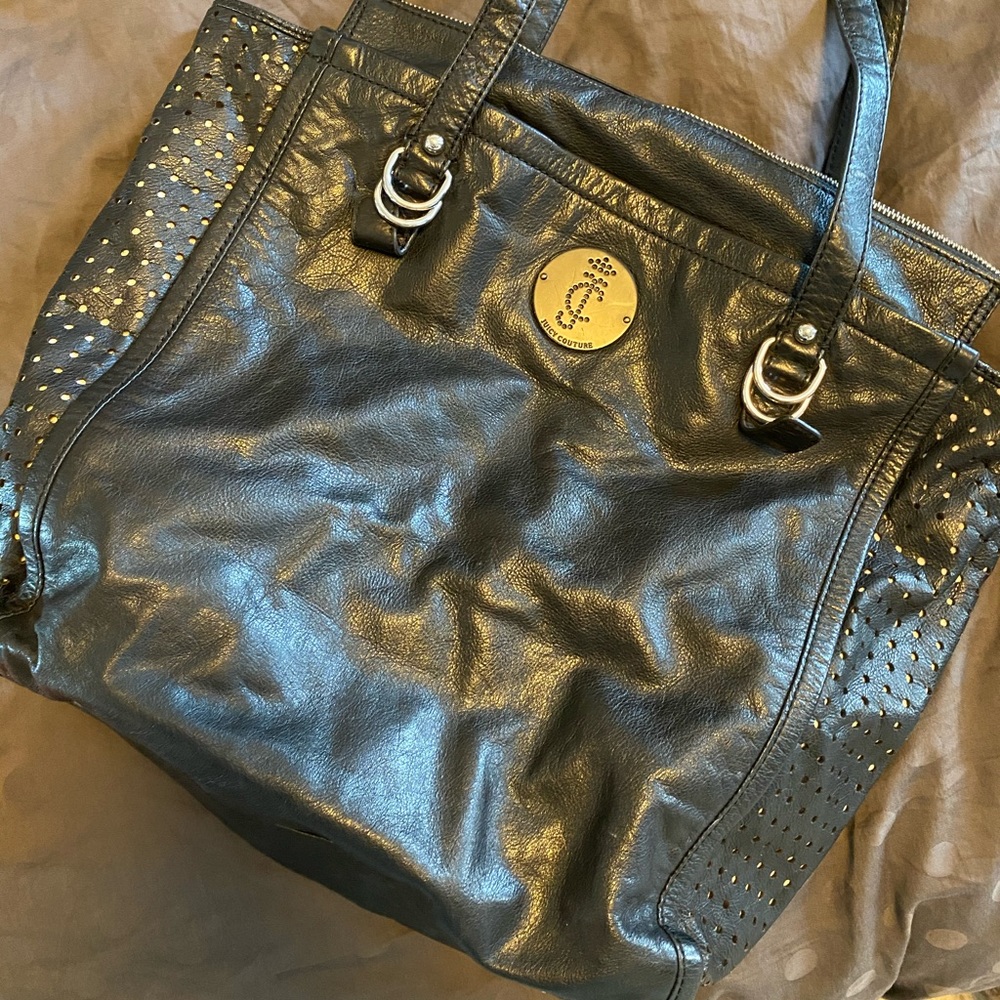 Juicy couture black leather tote bag